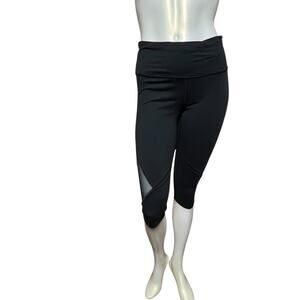 Victoria's Secret Sport Black High-Waist Mesh Panel Capri Leggings Athletic